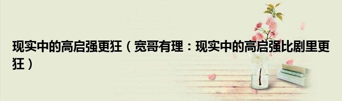 现实中的高启强更狂（宽哥有理：现实中的高启强比剧里更狂）