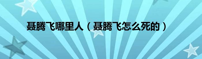 聂腾飞哪里人（聂腾飞怎么死的）