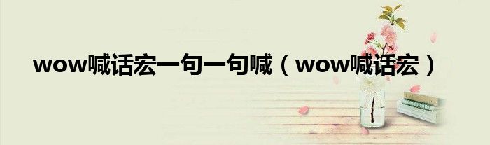 wow喊话宏一句一句喊（wow喊话宏）