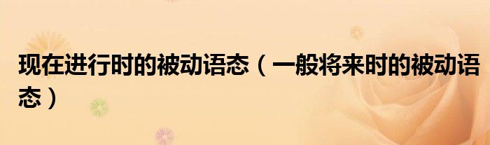 现在进行时的被动语态（一般将来时的被动语态）