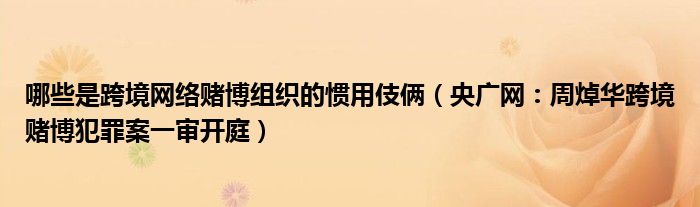 哪些是跨境网络赌博组织的惯用伎俩（央广网：周焯华跨境赌博犯罪案一审开庭）