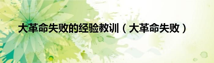 大革命失败的经验教训（大革命失败）