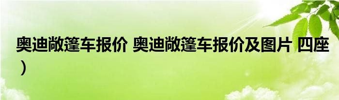 奥迪敞篷车报价 奥迪敞篷车报价及图片 四座）