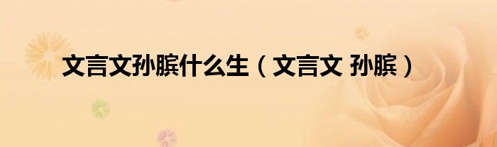 文言文孙膑什么生（文言文 孙膑）