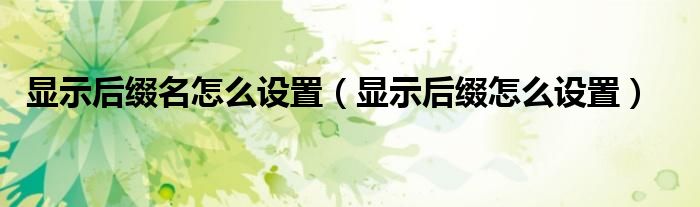 显示后缀名怎么设置（显示后缀怎么设置）