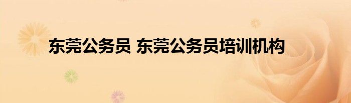 东莞公务员 东莞公务员培训机构