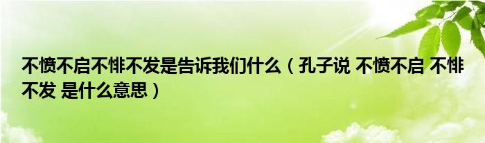 不愤不启不悱不发是告诉我们什么（孔子说 不愤不启 不悱不发 是什么意思）