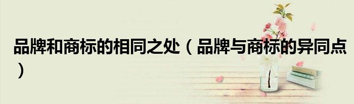 品牌和商标的相同之处（品牌与商标的异同点）