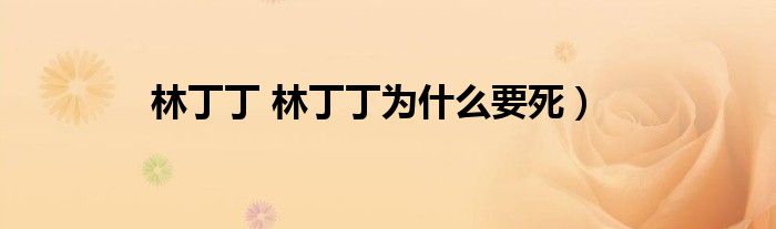 林丁丁 林丁丁为什么要死）