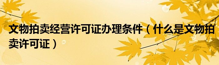 文物拍卖经营许可证办理条件（什么是文物拍卖许可证）