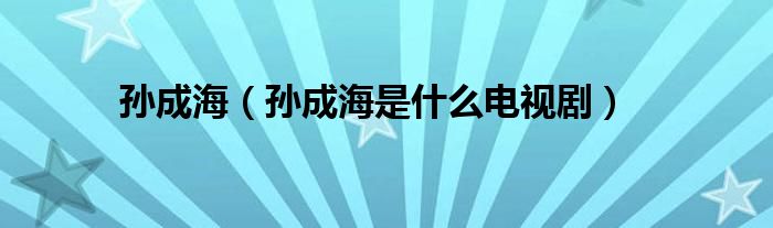 孙成海（孙成海是什么电视剧）