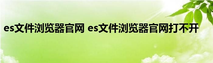 es文件浏览器官网 es文件浏览器官网打不开