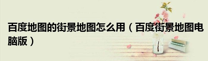 百度地图的街景地图怎么用（百度街景地图电脑版）