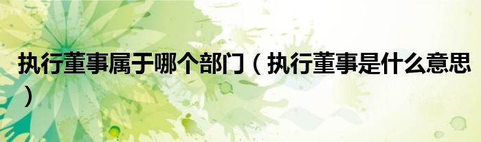 执行董事属于哪个部门（执行董事是什么意思）