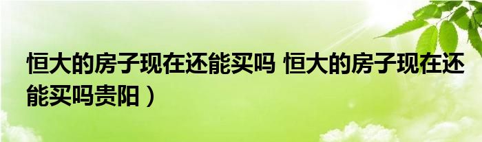 恒大的房子现在还能买吗 恒大的房子现在还能买吗贵阳）