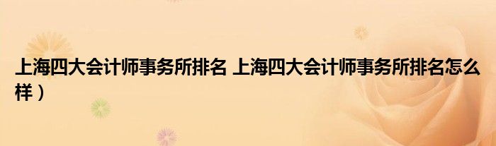 上海四大会计师事务所排名 上海四大会计师事务所排名怎么样）