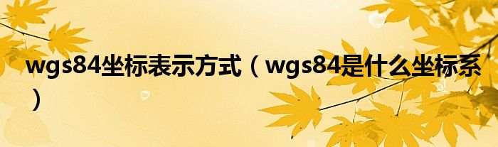 wgs84坐标表示方式（wgs84是什么坐标系）