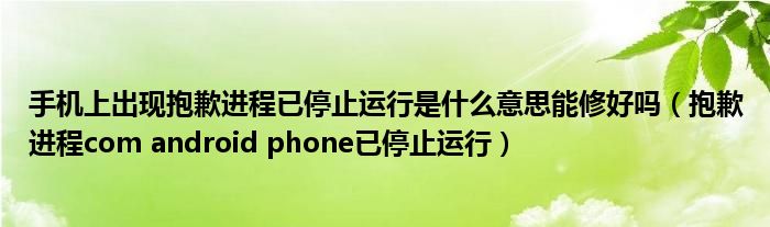 手机上出现抱歉进程已停止运行是什么意思能修好吗（抱歉进程com android phone已停止运行）