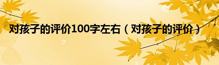 对孩子的评价100字左右（对孩子的评价）