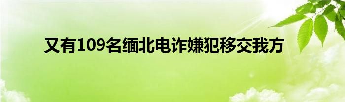 又有109名缅北电诈嫌犯移交我方