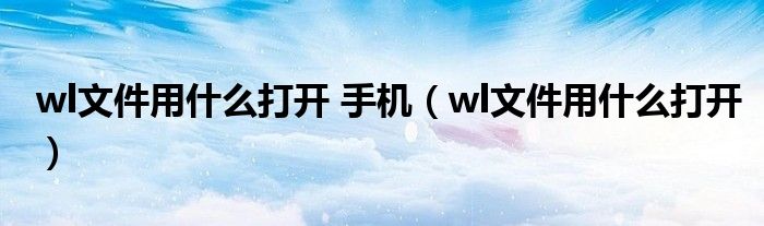 wl文件用什么打开 手机（wl文件用什么打开）