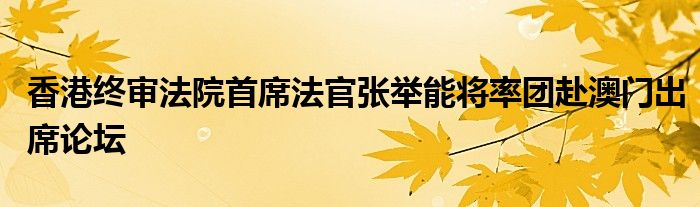 香港终审法院首席法官张举能将率团赴澳门出席论坛