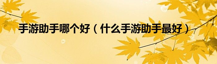 手游助手哪个好（什么手游助手最好）