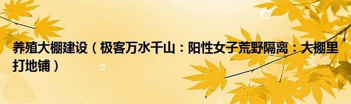 养殖大棚建设（极客万水千山：阳性女子荒野隔离：大棚里打地铺）