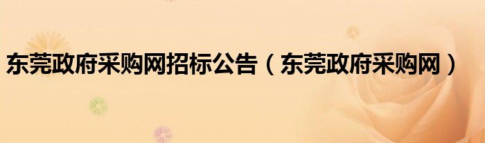 东莞政府采购网招标公告（东莞政府采购网）