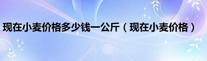 现在小麦价格多少钱一公斤（现在小麦价格）