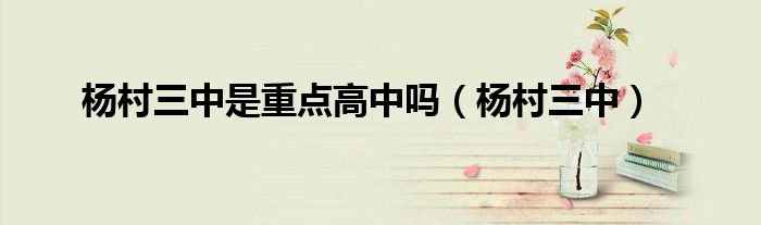 杨村三中是重点高中吗（杨村三中）