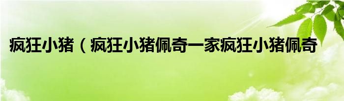 疯狂小猪（疯狂小猪佩奇一家疯狂小猪佩奇
