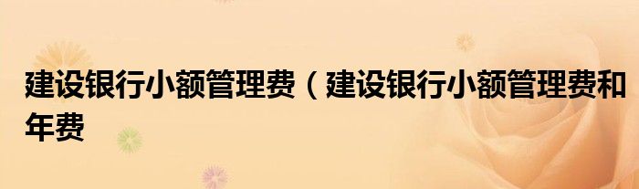 建设银行小额管理费（建设银行小额管理费和年费