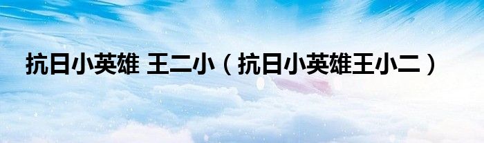 抗日小英雄 王二小（抗日小英雄王小二）