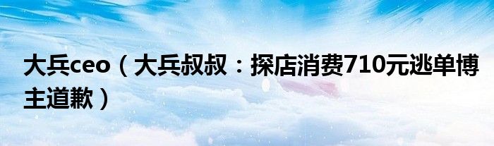 大兵ceo（大兵叔叔：探店消费710元逃单博主道歉）