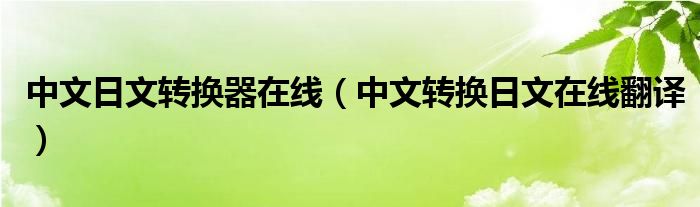中文日文转换器在线（中文转换日文在线翻译）