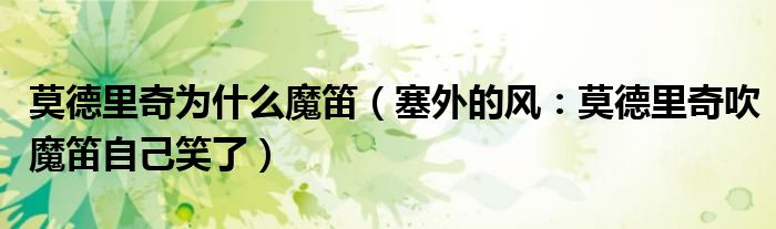 莫德里奇为什么魔笛（塞外的风：莫德里奇吹魔笛自己笑了）
