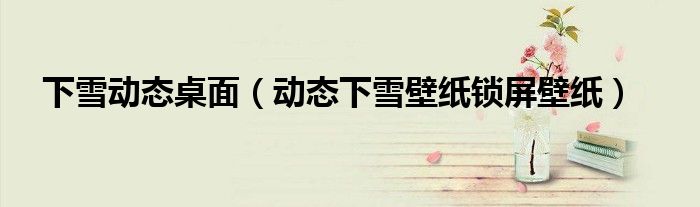 下雪动态桌面（动态下雪壁纸锁屏壁纸）