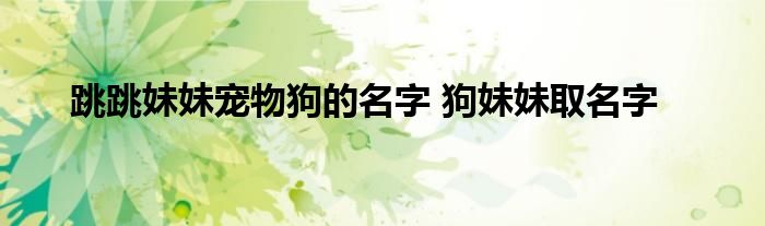 跳跳妹妹宠物狗的名字 狗妹妹取名字