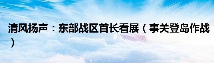 清风扬声：东部战区首长看展（事关登岛作战）