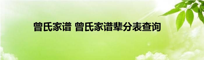 曾氏家谱 曾氏家谱辈分表查询