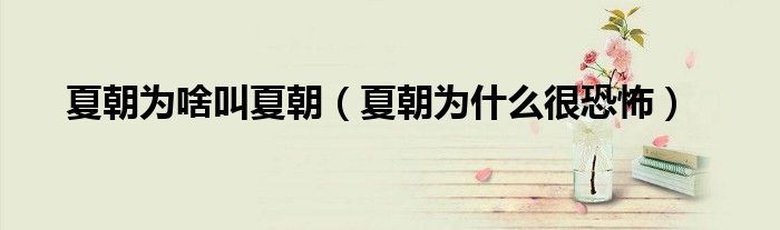 夏朝为啥叫夏朝（夏朝为什么很恐怖）
