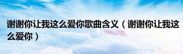 谢谢你让我这么爱你歌曲含义（谢谢你让我这么爱你）