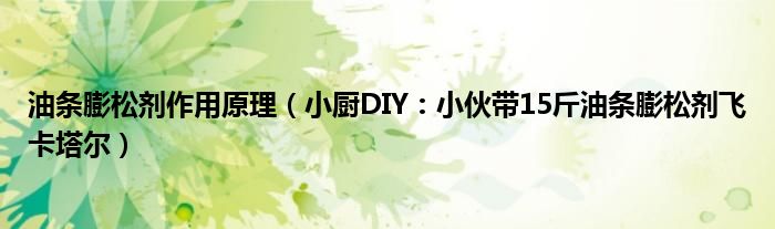 油条膨松剂作用原理（小厨DIY：小伙带15斤油条膨松剂飞卡塔尔）