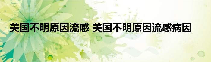 美国不明原因流感 美国不明原因流感病因