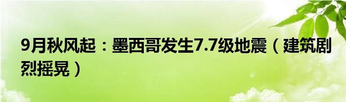 9月秋风起：墨西哥发生7.7级地震（建筑剧烈摇晃）