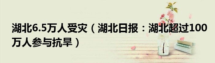 湖北6.5万人受灾（湖北日报：湖北超过100万人参与抗旱）