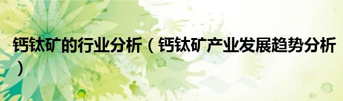 钙钛矿的行业分析（钙钛矿产业发展趋势分析）