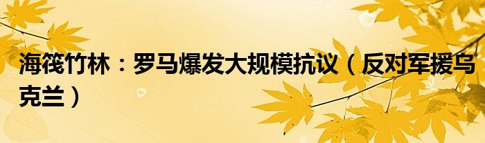 海筏竹林：罗马爆发大规模抗议（反对军援乌克兰）