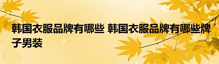 韩国衣服品牌有哪些 韩国衣服品牌有哪些牌子男装